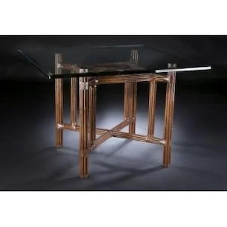 48" Square Rattan Frame Dining Table